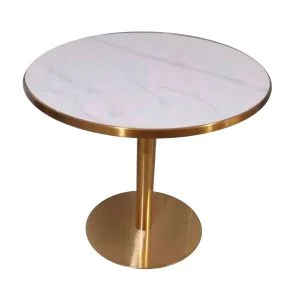 FH-TBD36GT RoundSingle Golden Base Marble Top Restaurant Table
