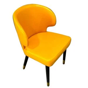 FH-UC215 - Designer Winged Back Yellow Dining Chair Gold Tipped Black Leg