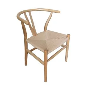 FH-WC104 - Wooden Frame Braided Natural Fiber Seat Dining Chair