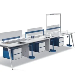 FOH-JM-PG28 modern office workspace with privacy baffle and also sneeze guard or counter guard