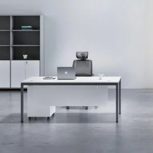 FOH-JM-PG42 - Straight Metal Leg Frame Executive Desk - cabinet with castor wheels