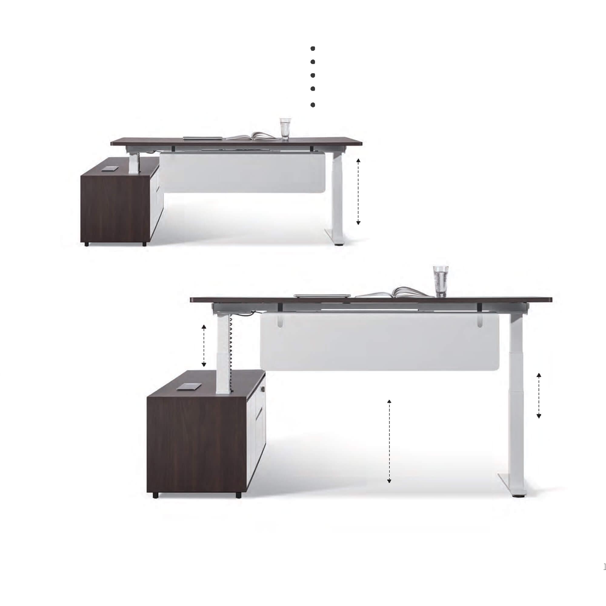 FOH-JM-PG46 - Ebony Veneer Electric Lifting Executive Table height comparison