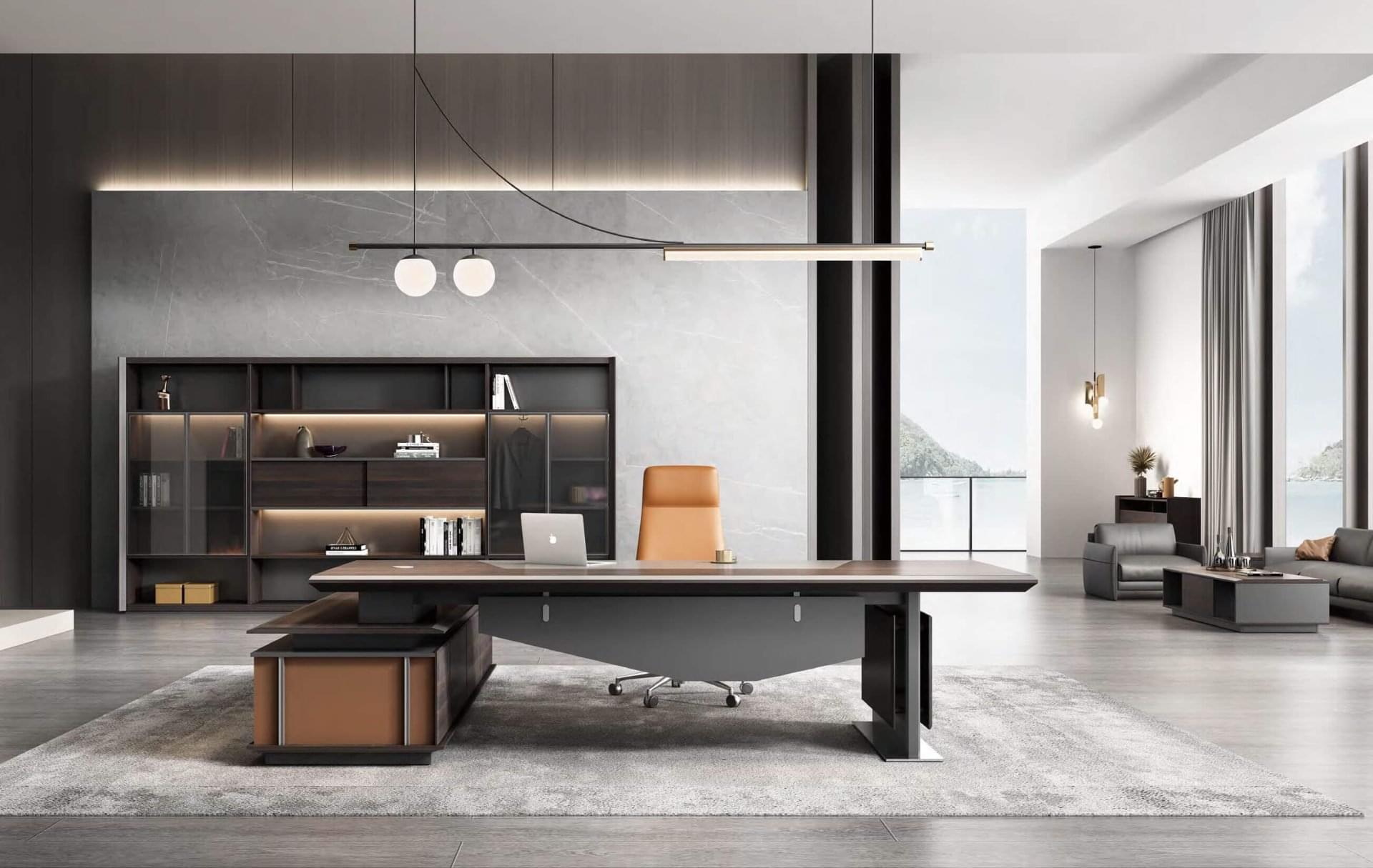 FOH-WW-PG26 - Executive Desk with Password Locked Storage front view