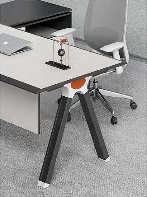 FOH-WW-PG36 - L Shaped Splayed Metal Pedestal Leg Executive Desk ample leg space